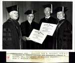 Commencement 1982 - Rev. John Driscoll, Professor J. Edward Collins, Hon. Edmund Spaeth, Jr., and Dean J. Willard O'Brien